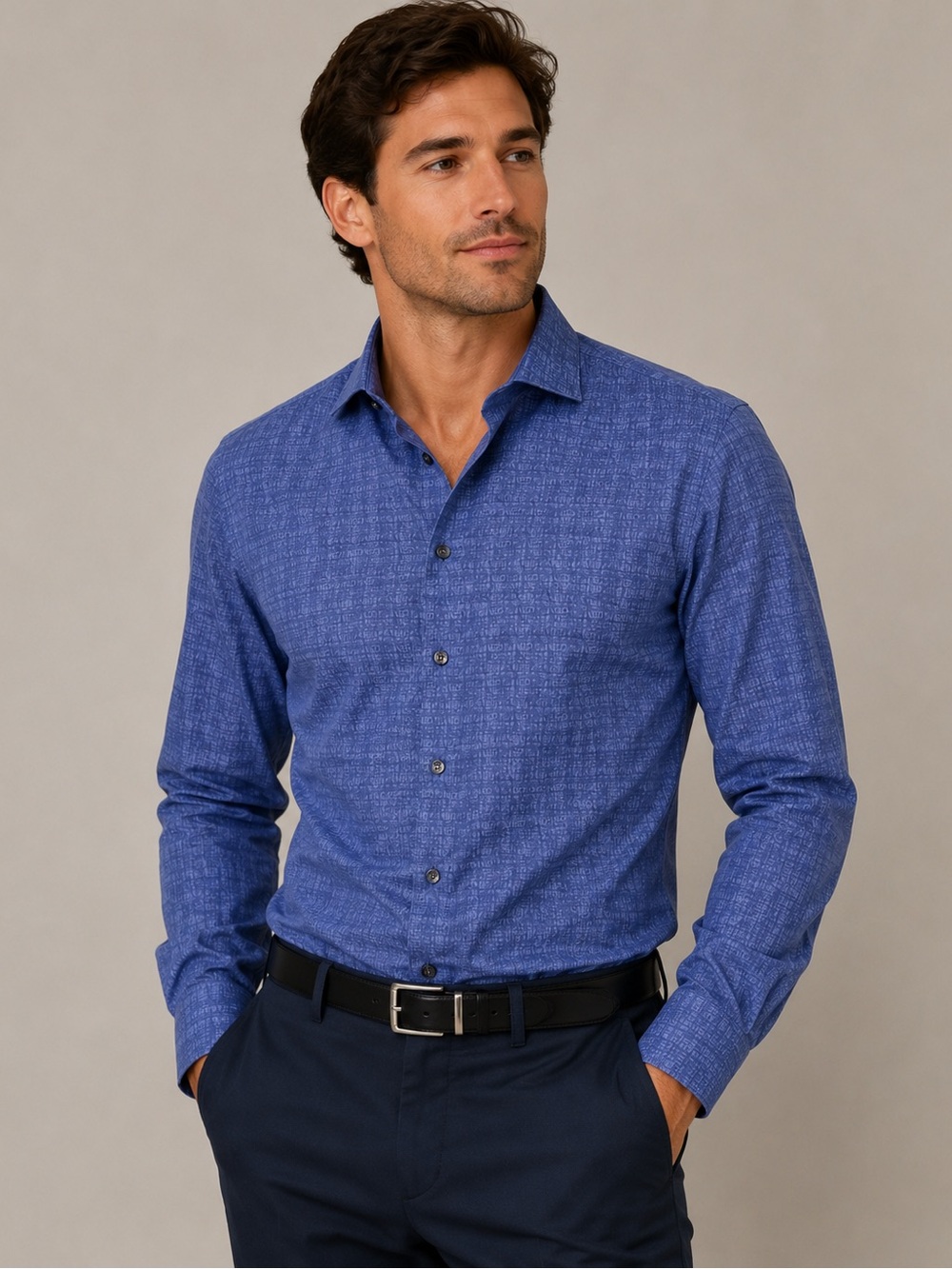 Calvin Klein Men's Navy Textured Dress Shirt